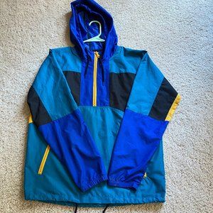 Multicolored windbreaker with drawstring
